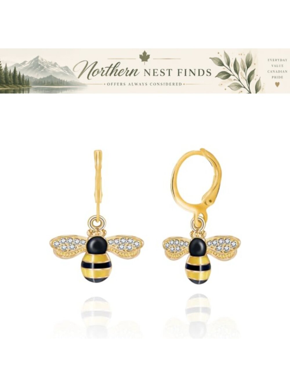 Bee Dangle Hoop Earrings Alloy Steel Cute Enamel Statement Jewelry Gift